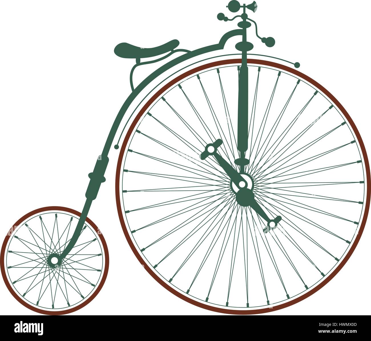Doodle Stil Antik Fahrrad mit großen Vorderreifen im Vektor-format Stock Vektor