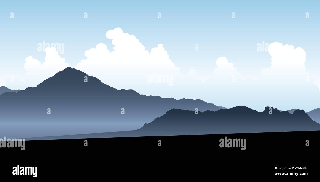 Landschaft-Silhouette von Uspallata Tal in Argentinien. Stock Vektor