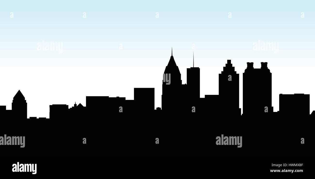 Skyline Silhouette der Stadt von Atlanta, Georgia, USA. Stock Vektor