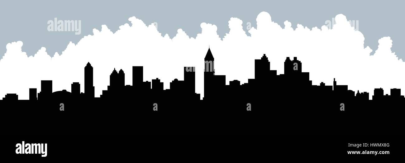 Skyline Silhouette der Stadt von Atlanta, Georgia, USA. Stock Vektor