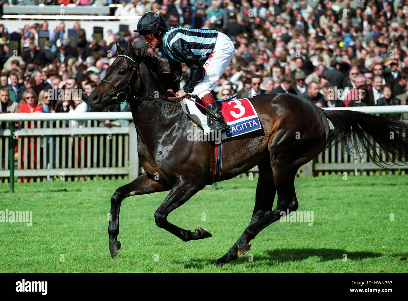 FRENCHMANS BAY GERITTEN von PAT EDDERY NEWMARKET NEWMARKET RACECOURSE 5. Mai 2001 Stockfoto