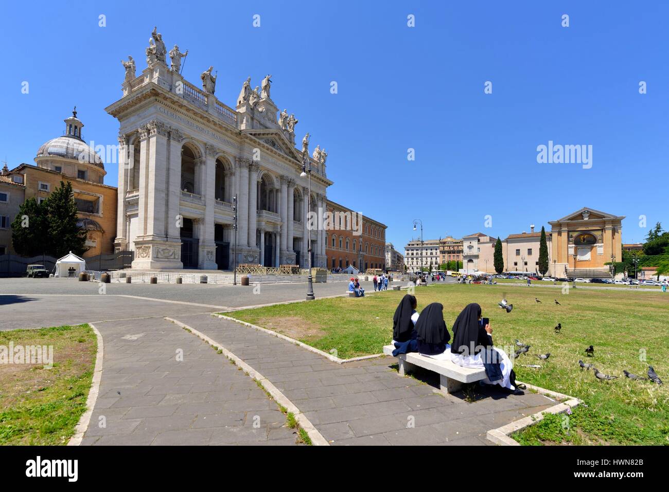 Italien, Latium, Rom, historischen Zentrum als Weltkulturerbe von der UNESCO, San Giovanni in Laterano Basilika, dem 18. Jahrhundert stammende Fassade des Architekten Alessandro Galilei Stockfoto