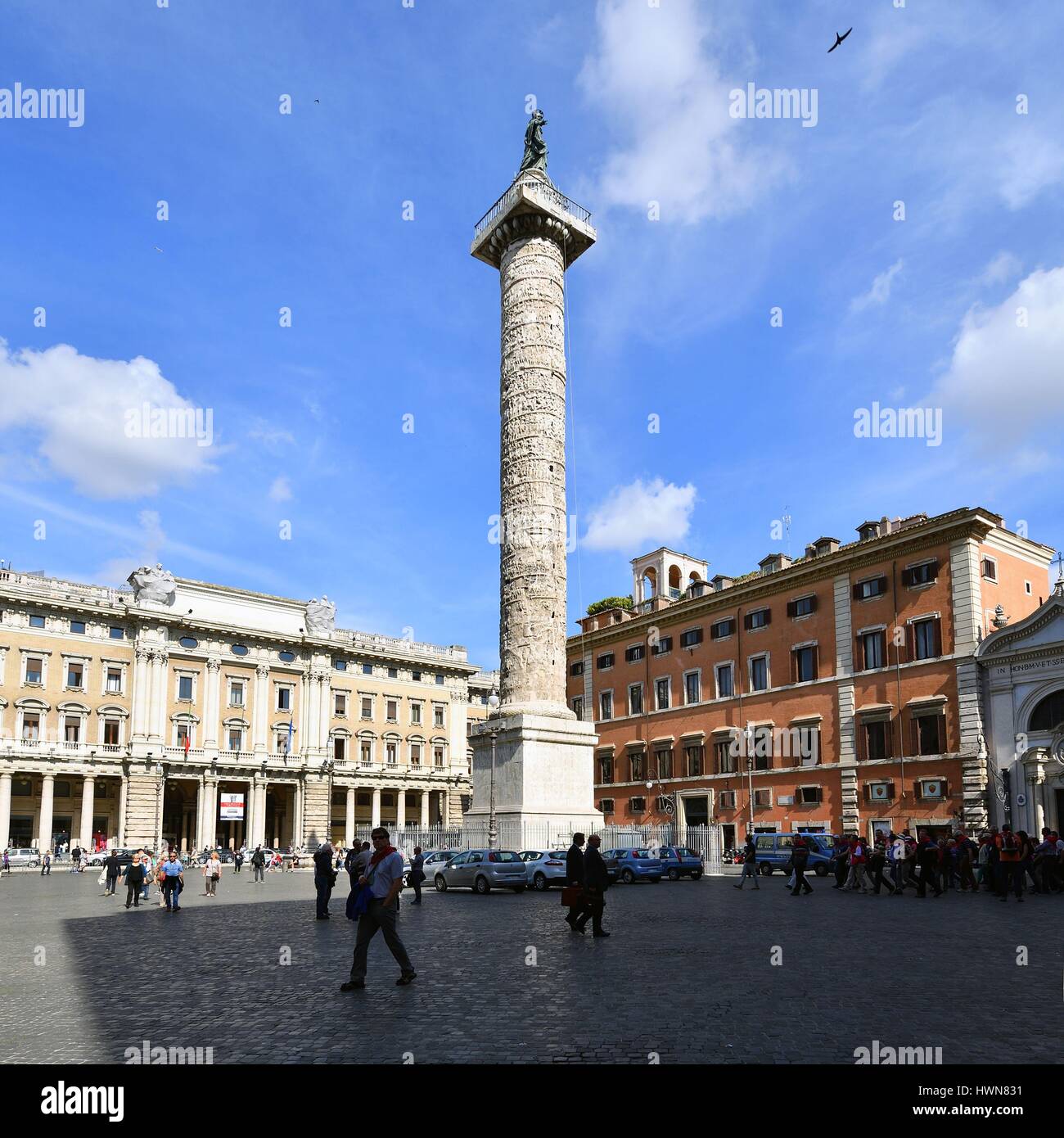 Italien, Latium, Rom, Altstadt Weltkulturerbe von UNESCO, Piazza Colonna Säule des Marcus Aurelius (Colonna di Marco Aurelio) Stockfoto