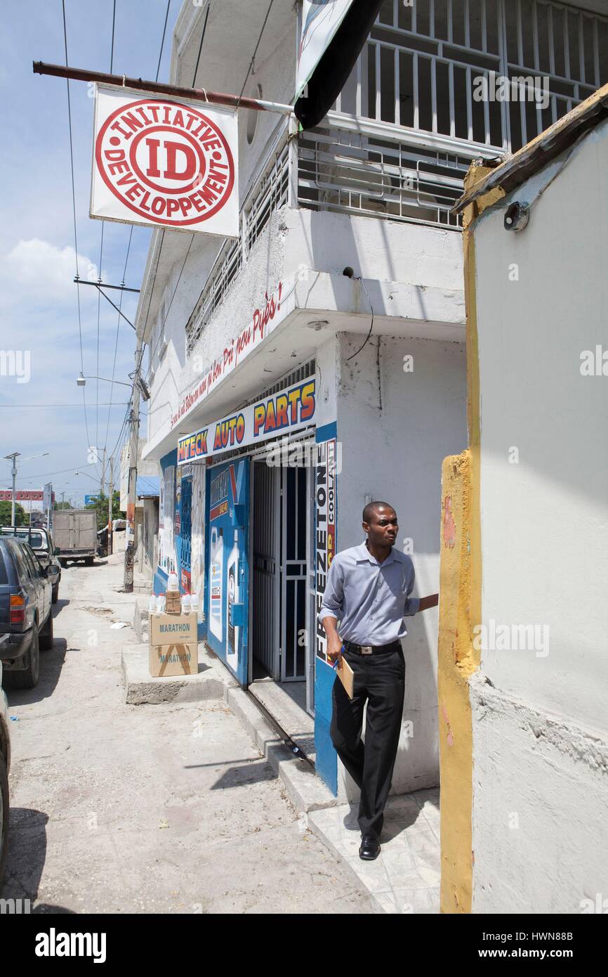 Haiti, Port au Prince, Mikro Finanzagentur Stockfoto