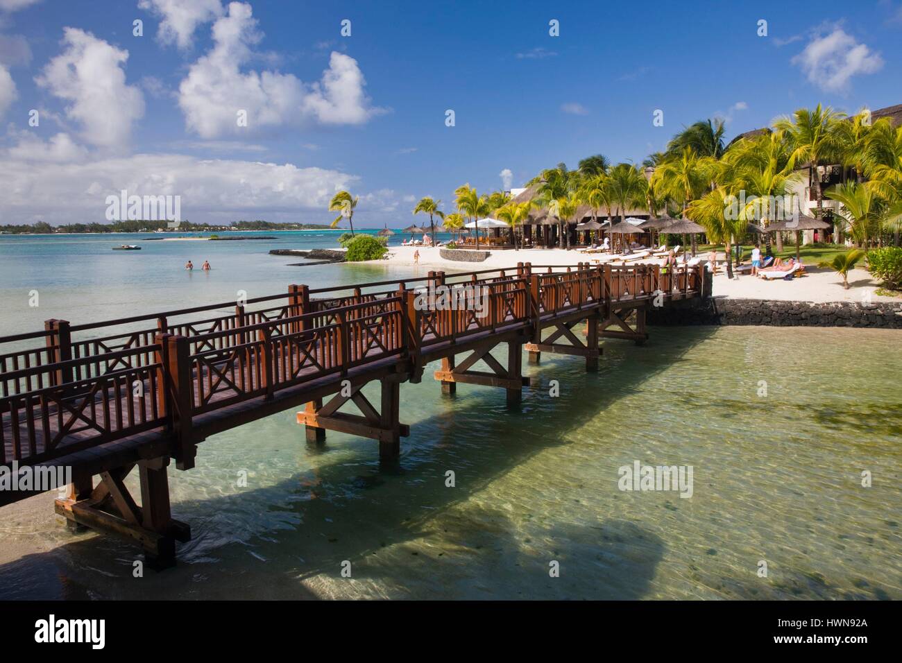 Mauritius, östlichen Mauritius Trou d' Eau Douce, Le Touessrok Resort Hotel, Lagune Stockfoto