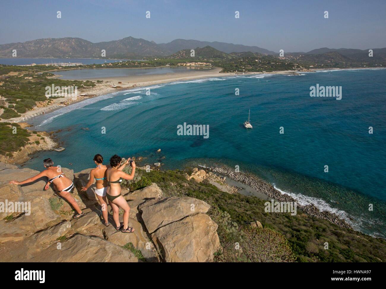 Italien, Sardinien, Park-Villasimius, Porto Giunco, Touristen Stockfoto