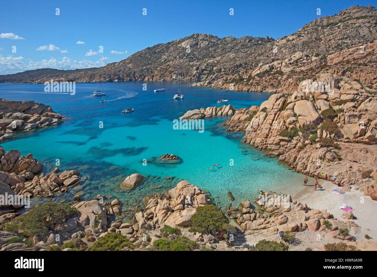 Italien, Sardinien, Archipel von Maddalena, Insel Caprera, Cala Coticcio, Tourismus Stockfoto