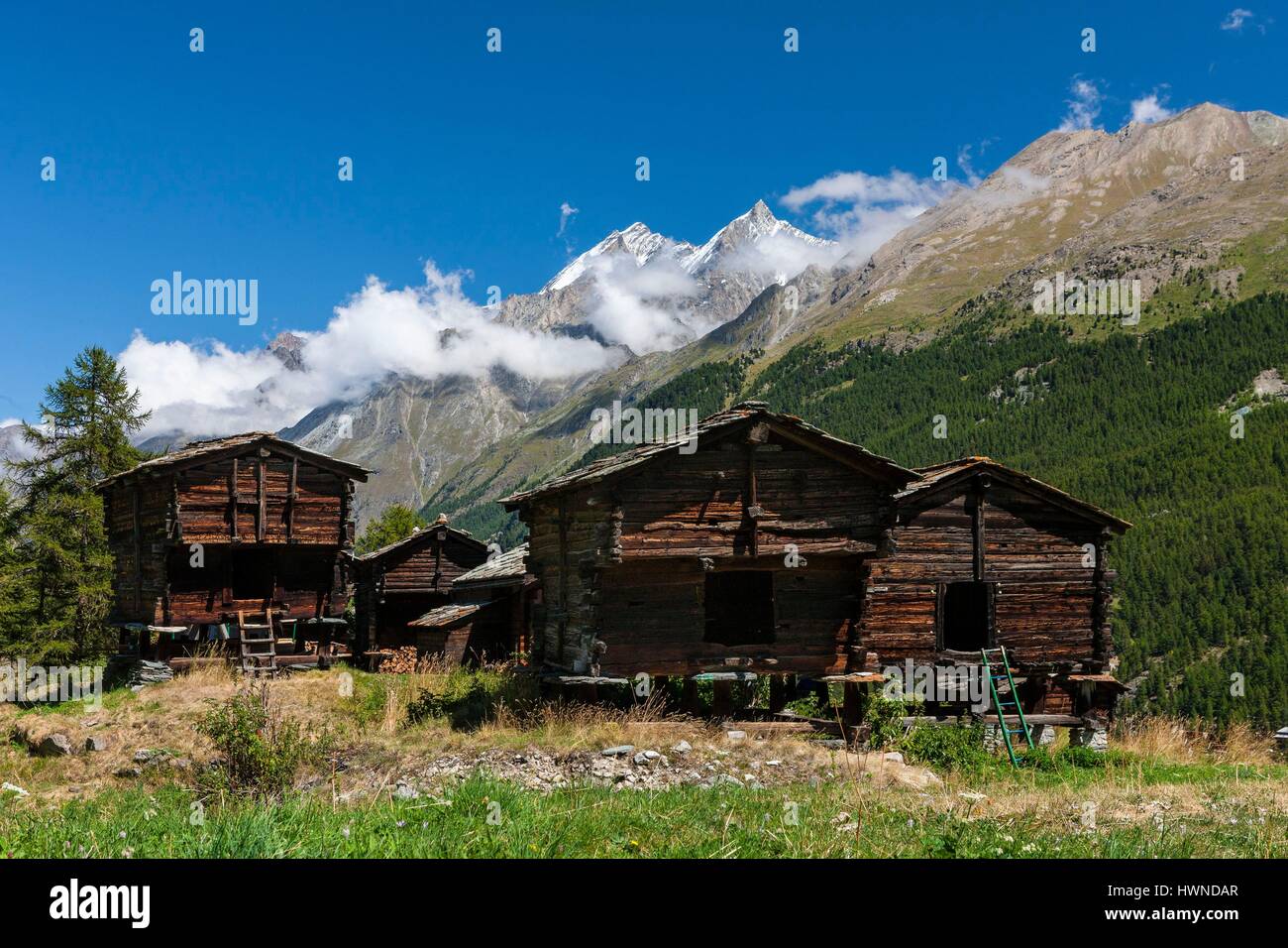 Schweiz, Kanton Wallis, Bahnhof Zermatt am Fuße des Matterhorns Stockfoto