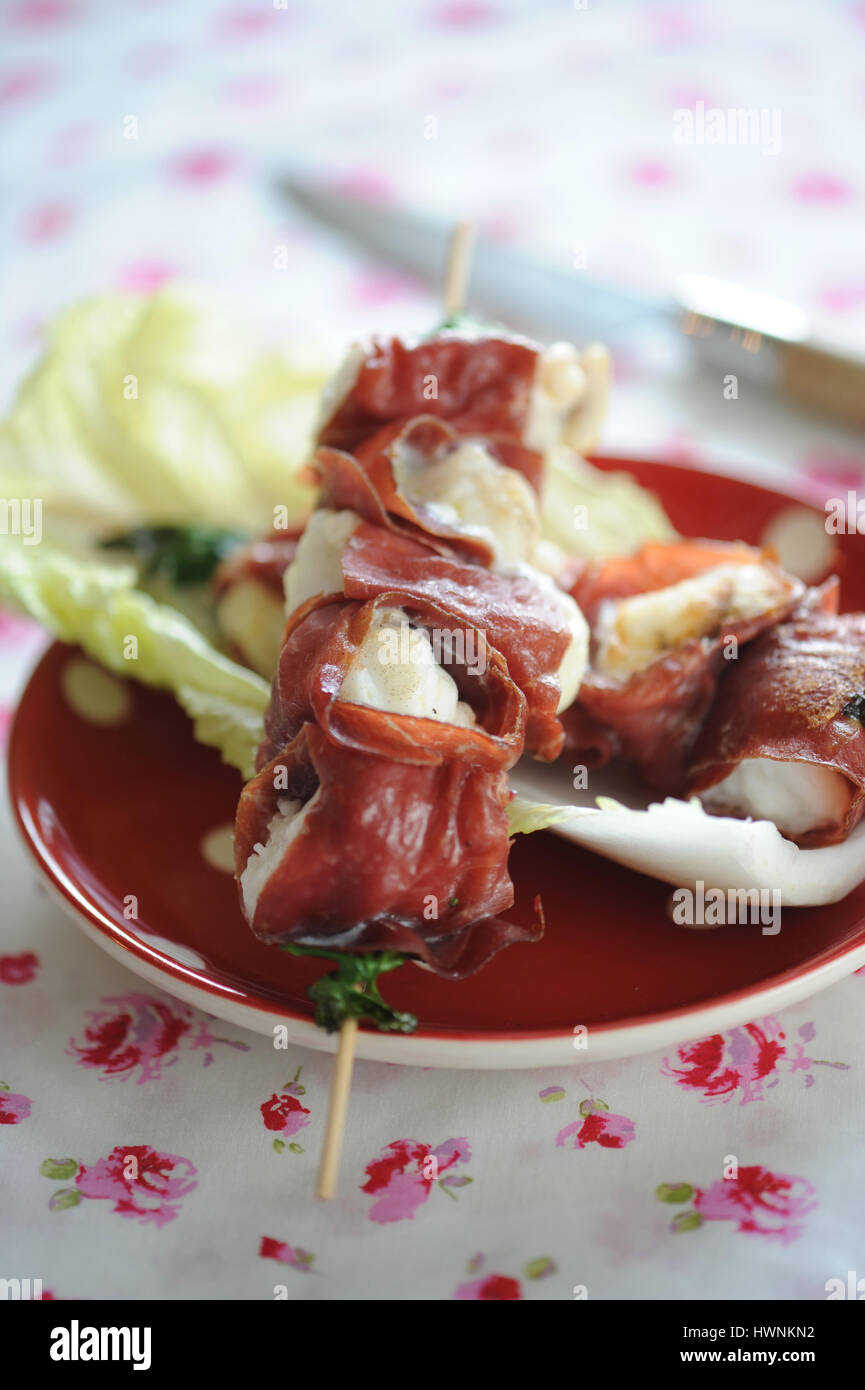 Cabillaud Viande des Bündner Stockfoto