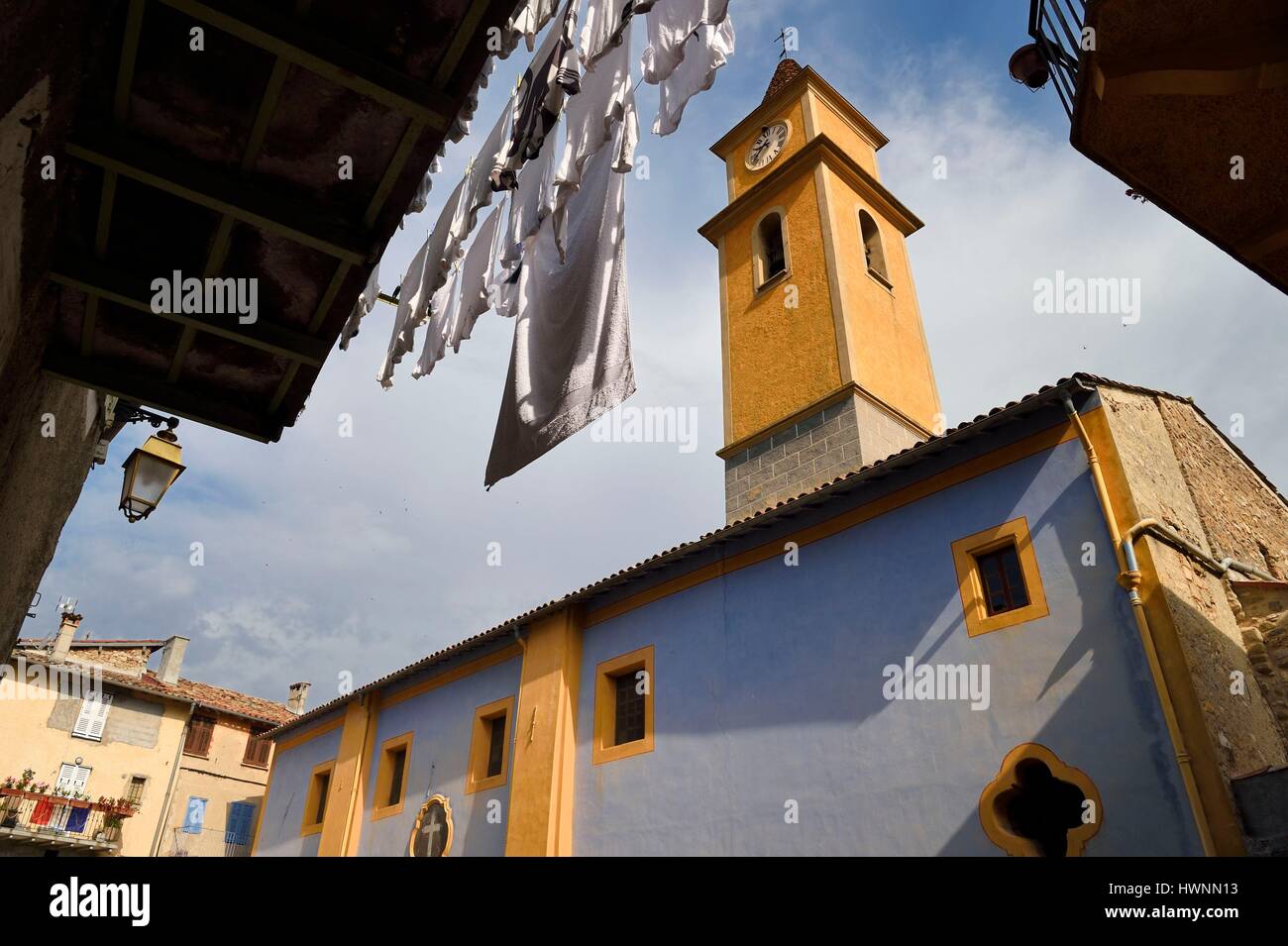 Frankreich, Alpes-Maritimes, Essen-Tal, Sospel, Chapelle Sainte-Croix (Heiligkreuzkapelle) der weißen Büßer aus dem 16. Jahrhundert Stockfoto