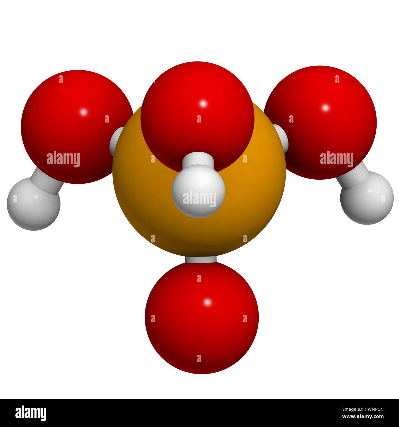 Phosphorsäure-mineralische Säure Molekül. Verwendet in  Düngemittelherstellung, biologische Puffer als Food additive, etc.  3D-Rendering. Atome sind vertreten eine Stockfotografie - Alamy