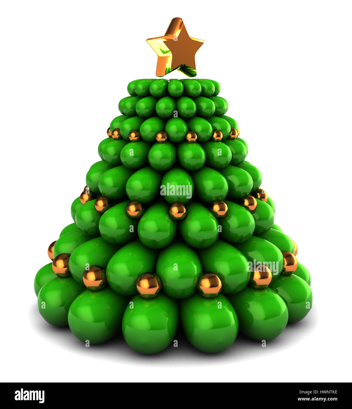 abstrakt 3d Illustration des stilisierten Weihnachtsbaum auf weißem Hintergrund Stockfoto