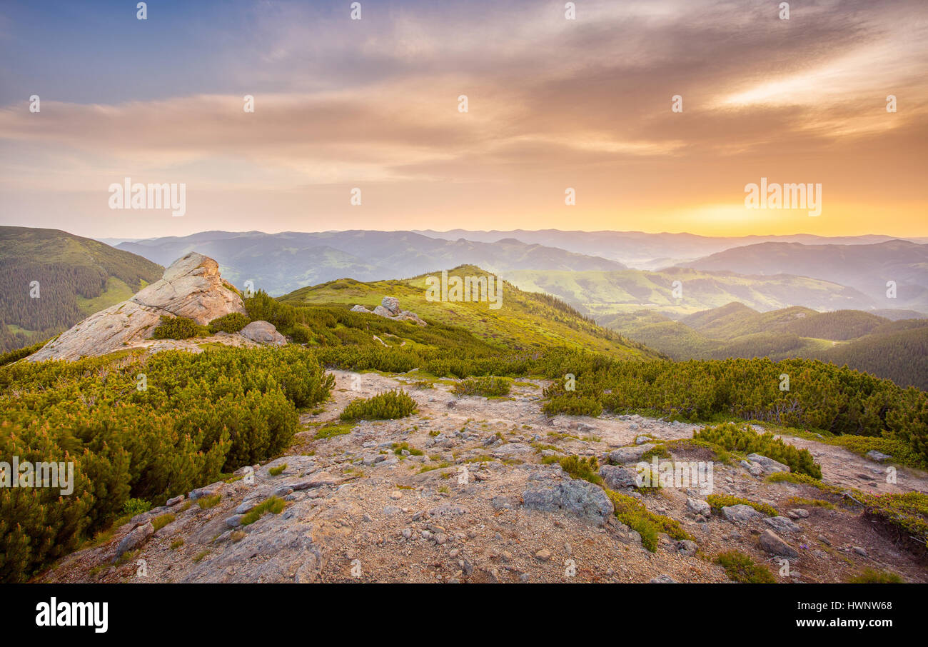 Sunrise Berglandschaft Stockfoto
