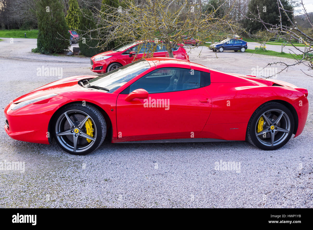 Ferrari 458 Spider geparkt und stationär. Stockfoto