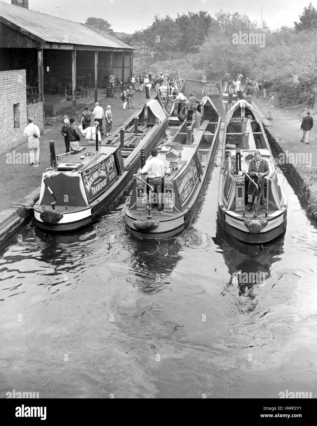 Black Country Museum Dudley England arbeiten Kanalboote, Narrowboats. Auf Mittelformat Bronica Kamera genommen. Ilford FP 4 Film. Stockfoto