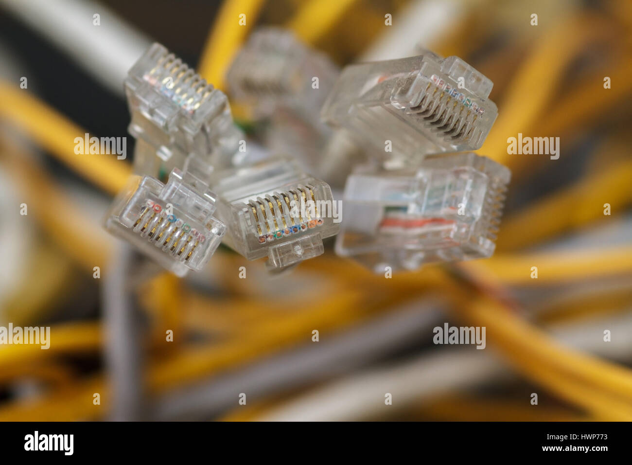 Internet Anschlüsse RJ-45 Kabel Stockfoto