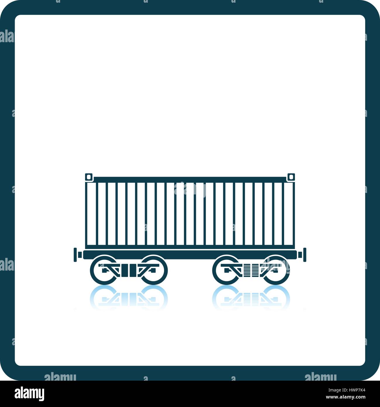 Eisenbahn Cargo Container Symbol. Schatten-Reflexion-Design. Vektor-Illustration. Stock Vektor