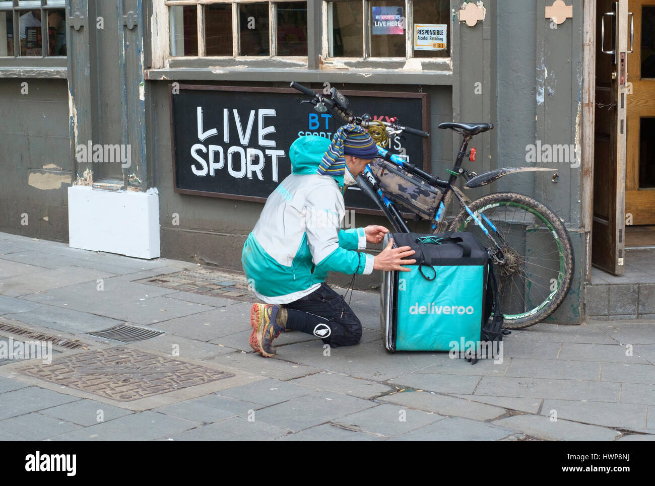 Deliveroo Rider Kollektion Stockfoto