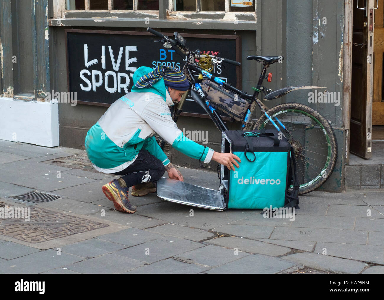 Deliveroo Rider Kollektion Stockfoto