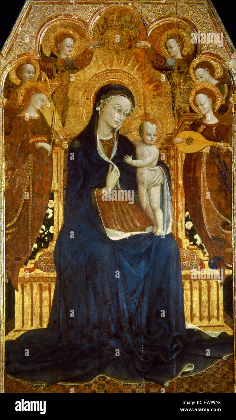 Stefano di Giovanni (1392-1451). Italienischer Maler. Sienesse Renaissance. Madonna mit Kind von sechs Engel, 1437-44 verehrt. Louvre-Museum, Paris, Frankreich. Stockfoto
