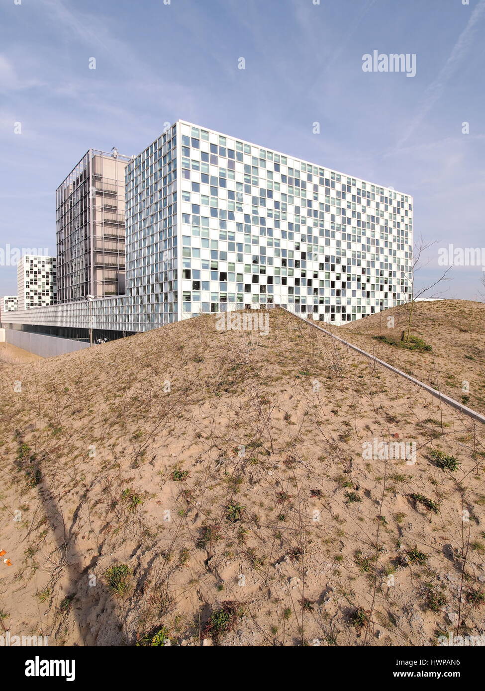 Den Haag, Niederlande - 27. März 2016: Der neue internationale Strafgerichtshof 2015 eröffnete Gebäude. Stockfoto