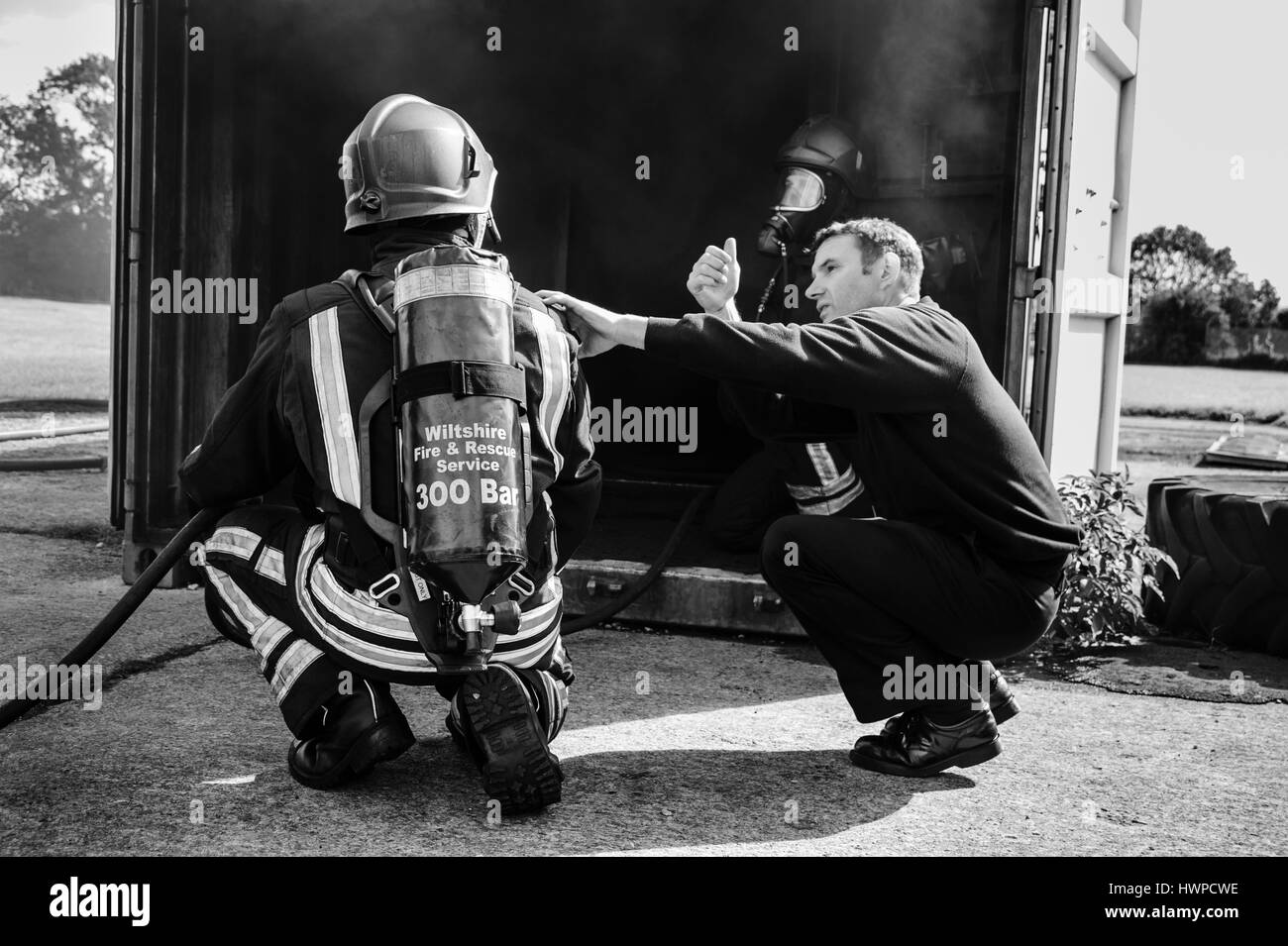 Feuer- und Rettungsdienst Ausbildung Stockfoto