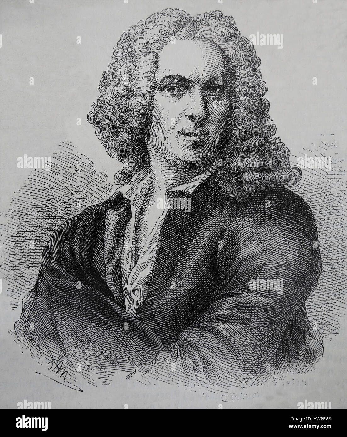 Carl von Linné (1707-1778). Schwedischer Botaniker, Arzt und Zoologe. Porträt. Kupferstich, 1883. . Stockfoto
