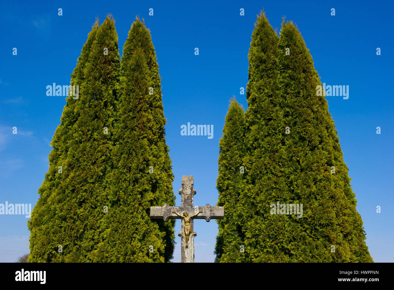 christlichen Steinkreuz mit jesus Stockfoto