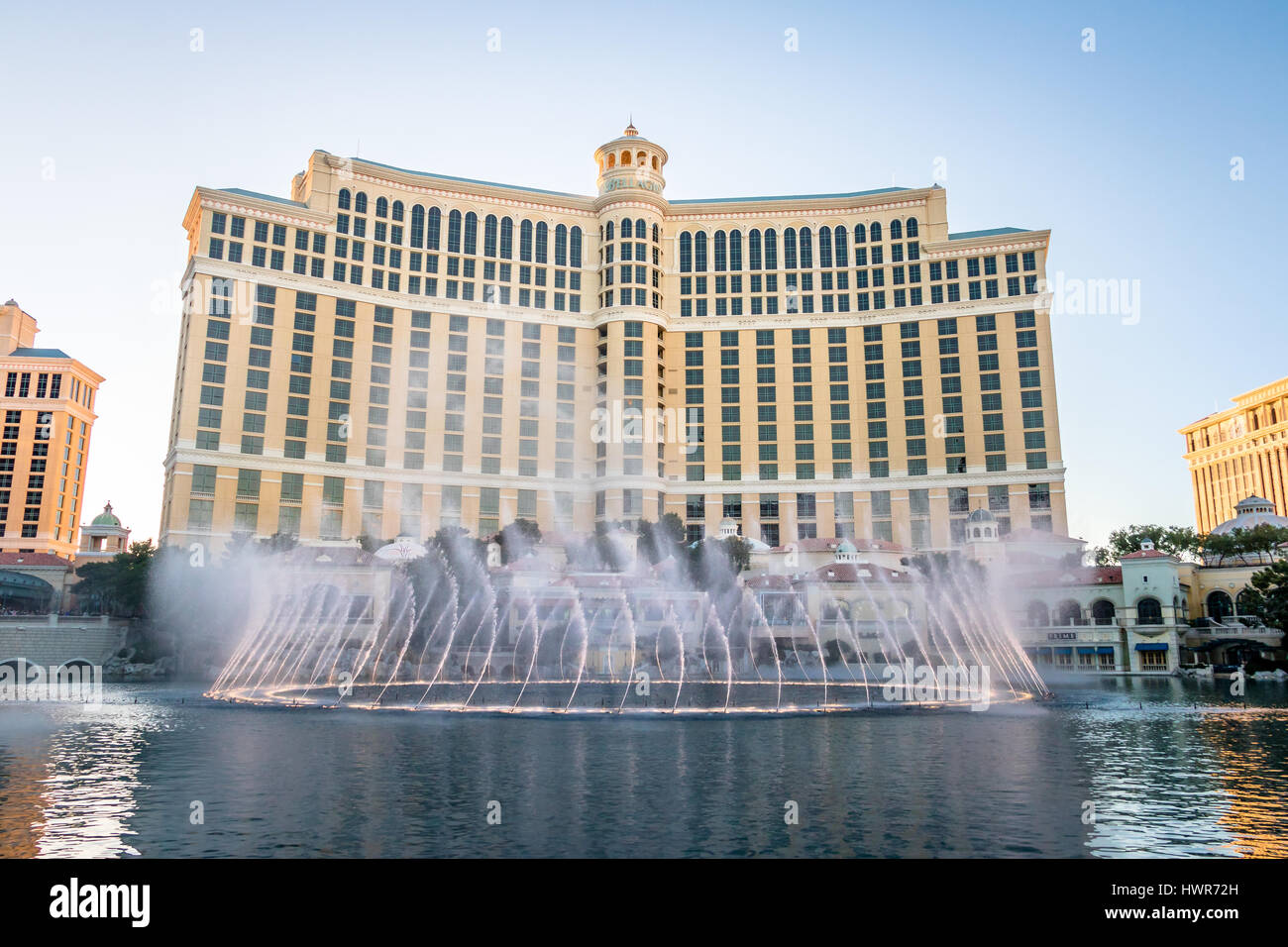 Tanzende Fontänen im Bellagio Hotel Casino - Las Vegas, Nevada, USA Stockfoto