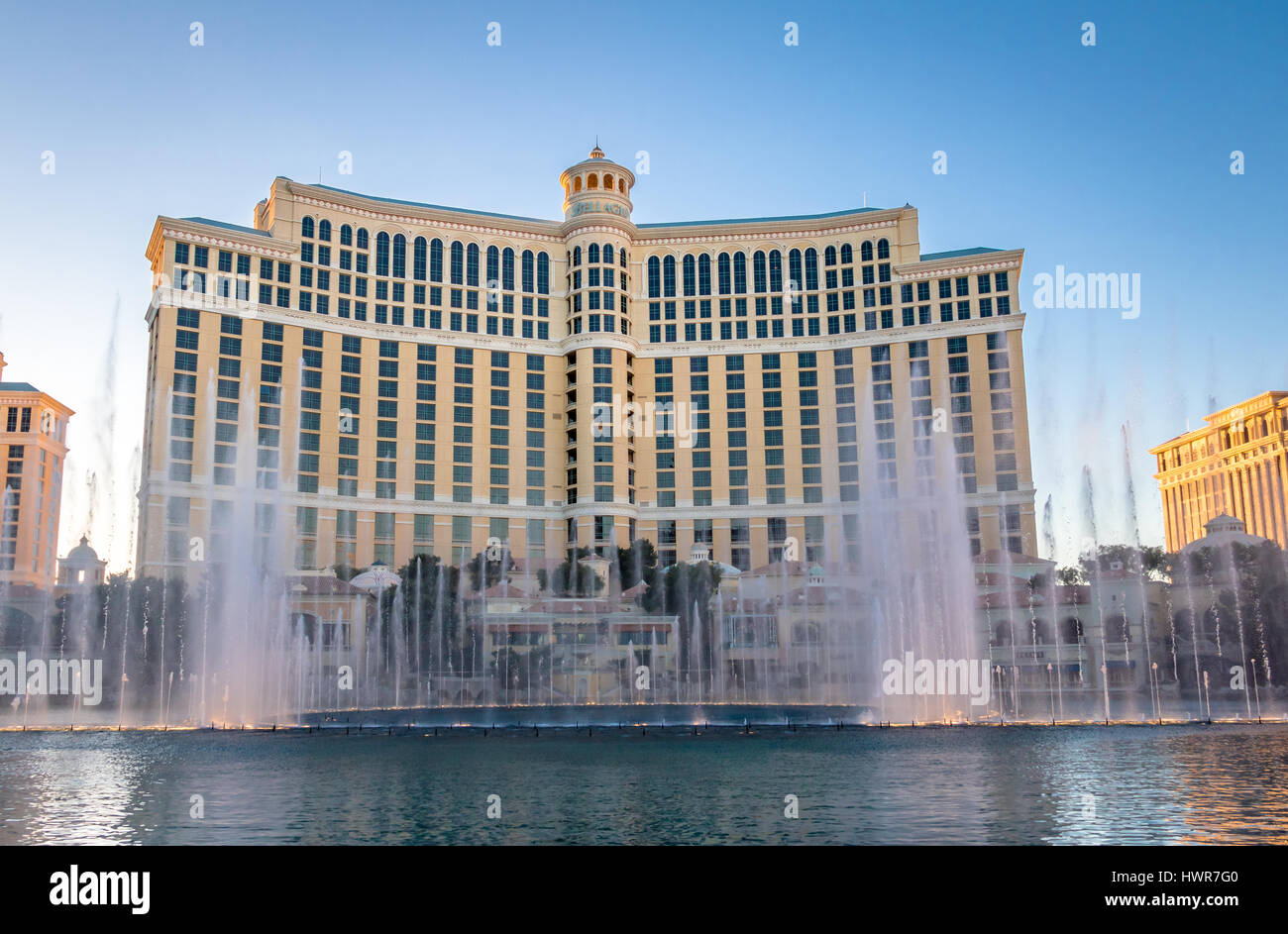 Tanzende Fontänen im Bellagio Hotel Casino - Las Vegas, Nevada, USA Stockfoto