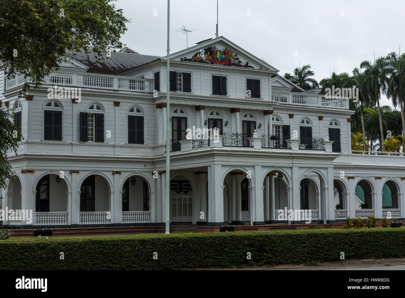 Präsidentenpalast in Paramaribo, Suriname Suriname war um 1730 erbaut und diente zunächst als Residenz der kolonialen Gouverneur.  Als ein Stockfoto