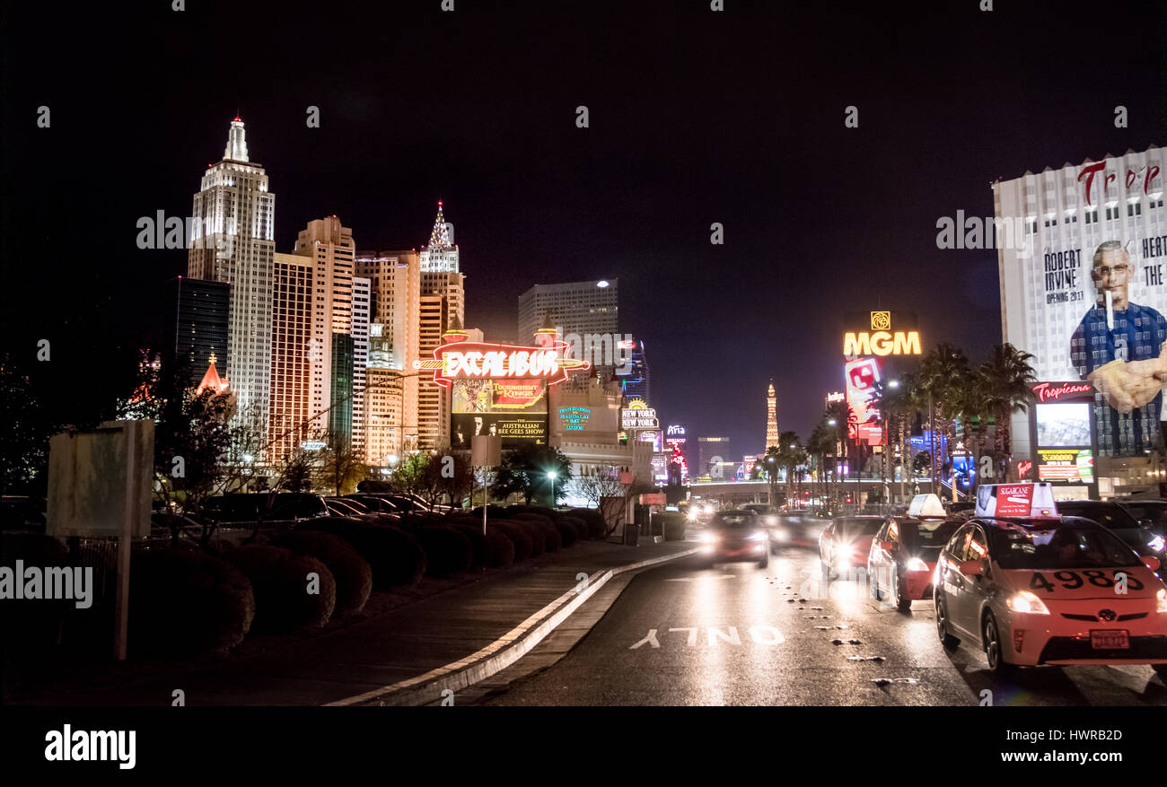 Las Vegas Strip bei Nacht - Las Vegas, Nevada, USA Stockfoto