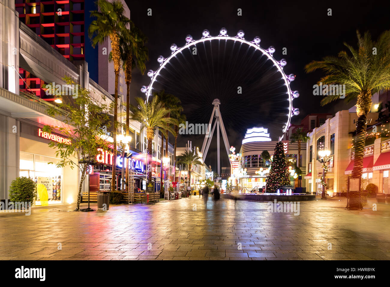 Das High Roller-Riesenrad an der Linq-Hotel and Casino in der Nacht - Las Vegas, Nevada, USA Stockfoto
