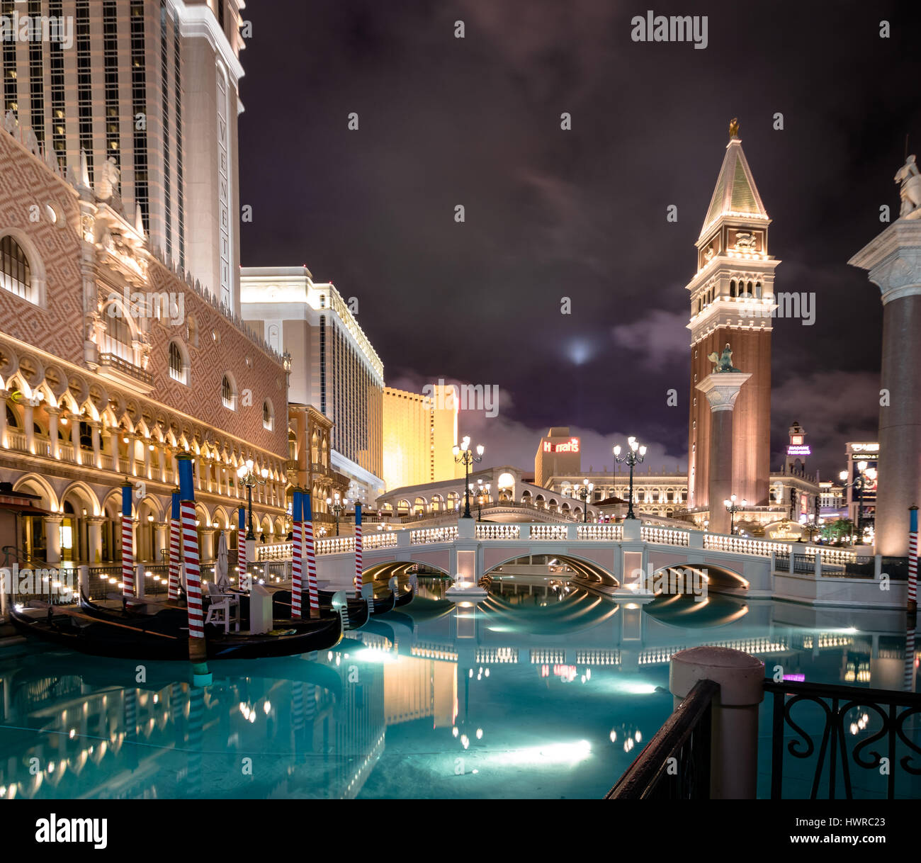 Grand Canal des Venetian Hotel Casino in der Nacht - Las Vegas, Nevada, USA Stockfoto