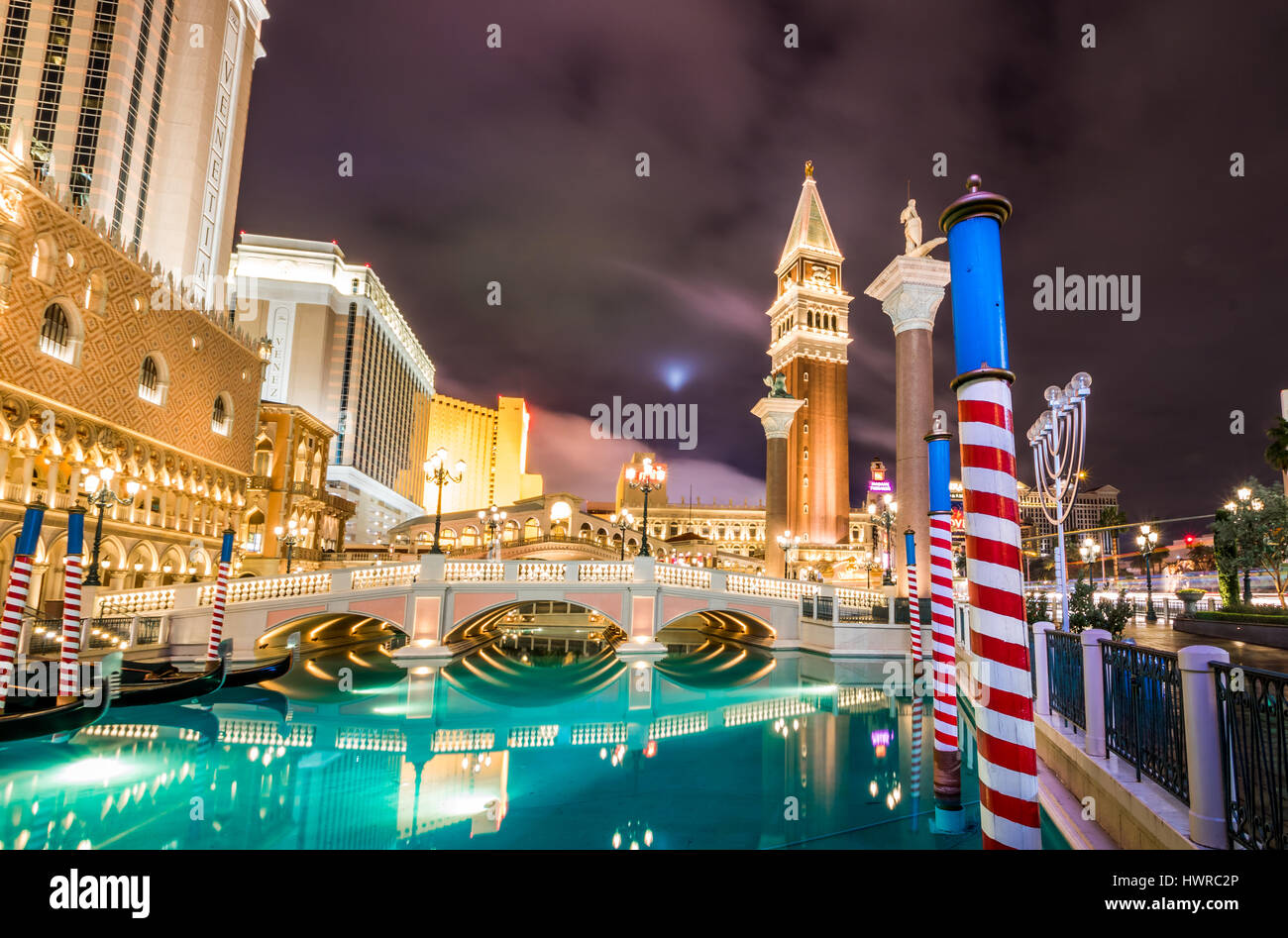 Grand Canal des Venetian Hotel Casino in der Nacht - Las Vegas, Nevada, USA Stockfoto