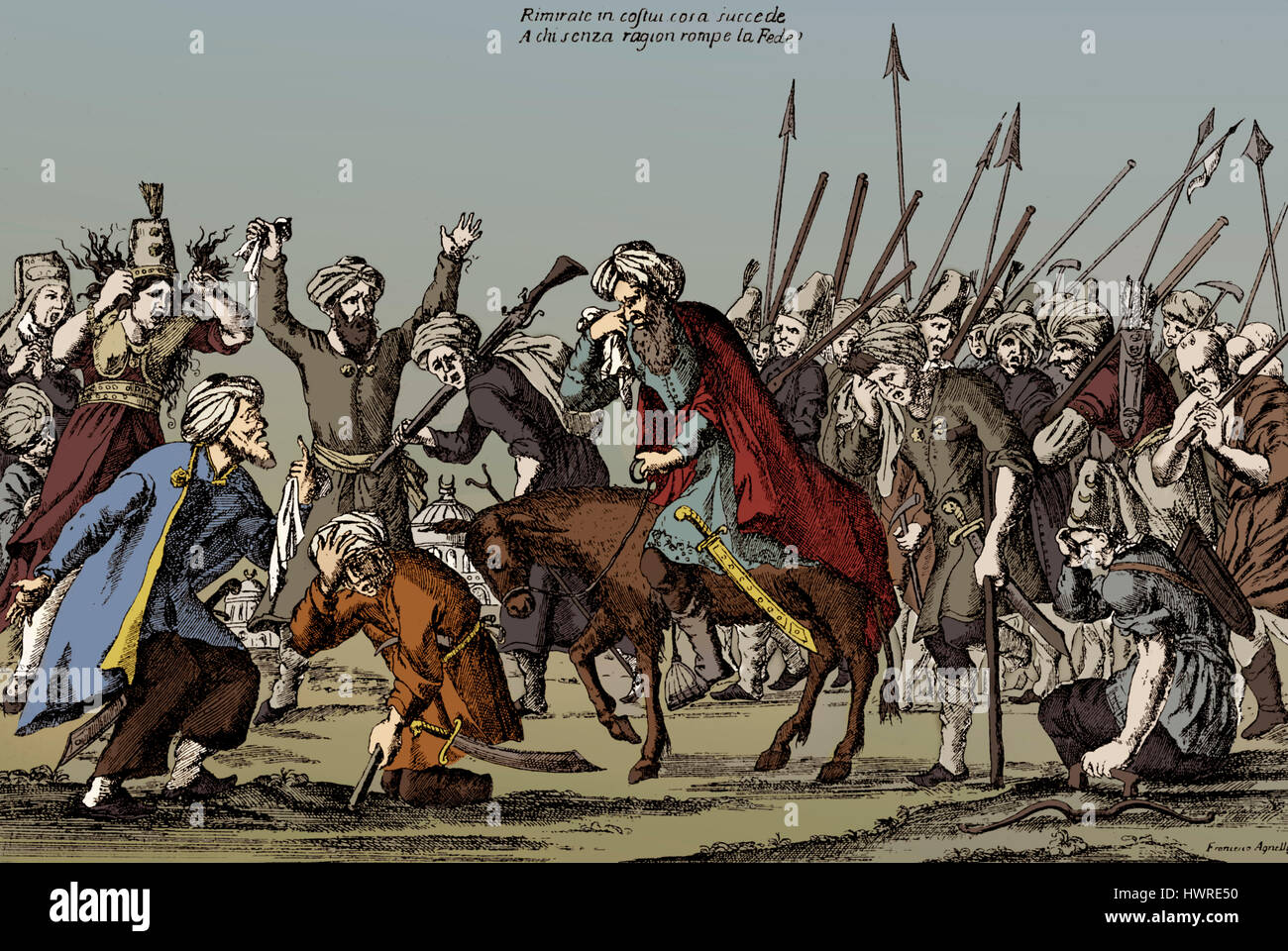 Die osmanischen Grand Vizier Haci Halil Pascha kehrt zurück nach Konstantinopel nach dem Verlust von Belgrad an die Österreicher unter Eugen von Savoyen, Belagerung von Belgrad 1717, österreichisch-türkischen Krieg (1716-1718) Stockfoto