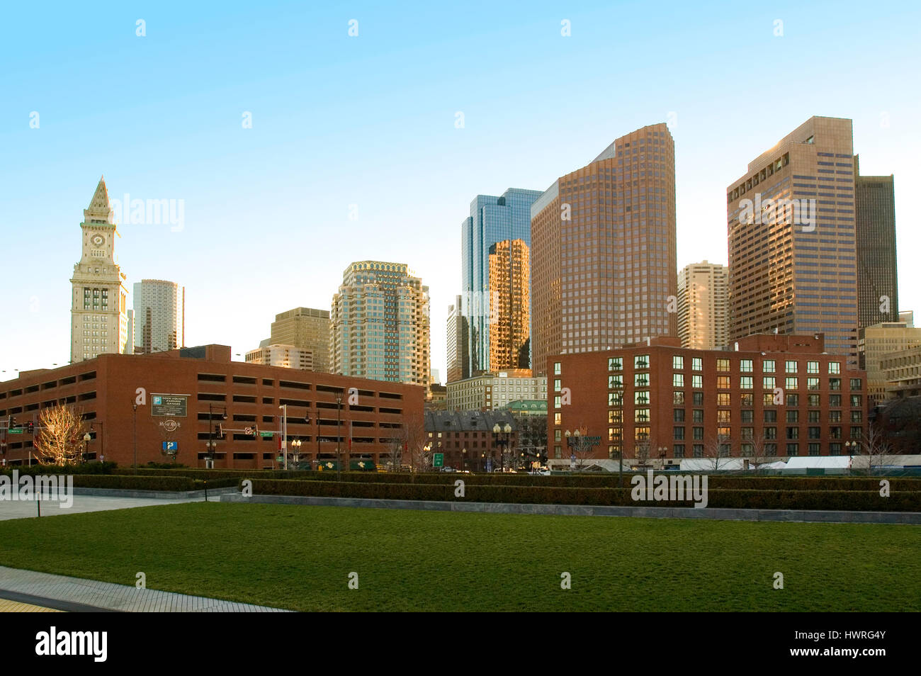 Die Skyline von Boston vom Nordende Stockfoto