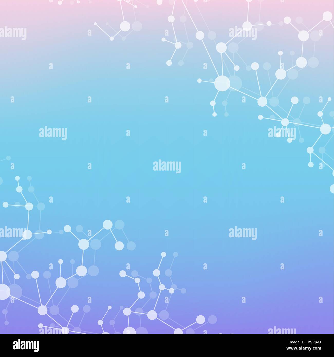 Struktur-Molekül und Kommunikation. DNA, Atom, Neuronen. Wissenschaftliches Konzept für Ihr Design. Verbundene Linien mit Punkten. Medizin, Technik, Chemie, Wissenschaft Hintergrund. Vektor-Illustration. Stock Vektor