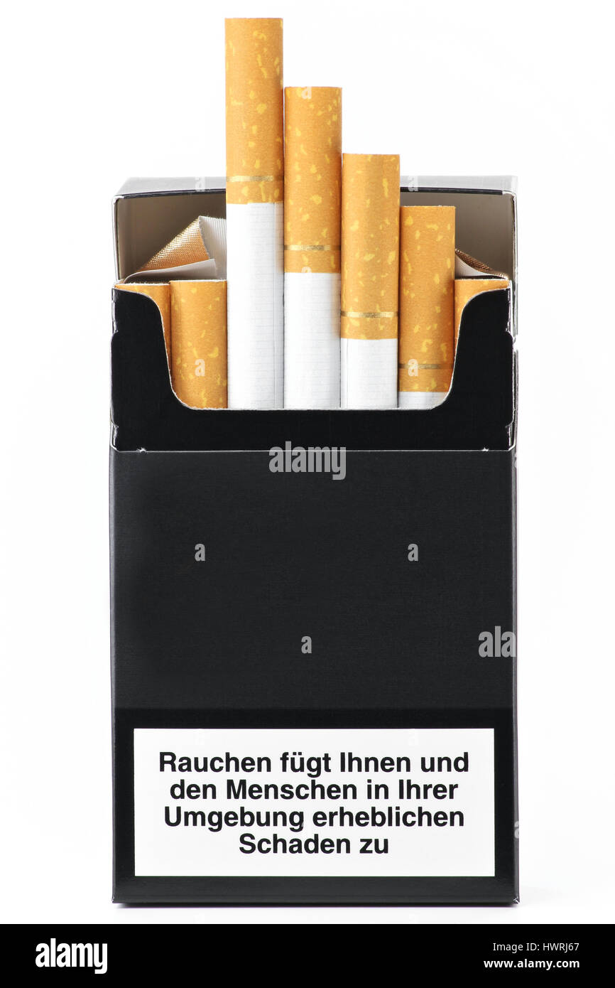 Packung Zigaretten mit deutschen Warnung: Rauchen schadet Ihnen und Mitmenschen zu erheblichen Schaden Stockfoto