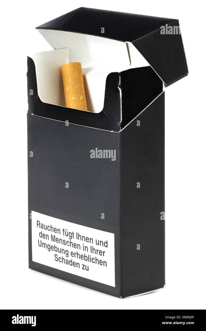 Packung Zigaretten mit deutschen Warnung: Rauchen schadet Ihnen und Mitmenschen zu erheblichen Schaden Stockfoto