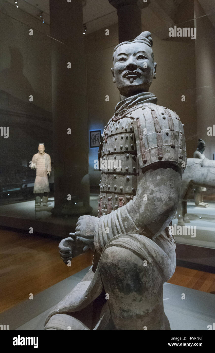 Singapur, antiken Zivilisationen Museum, Xian Chinesische Grab Figuren, Terra Cotta Warriors Stockfoto
