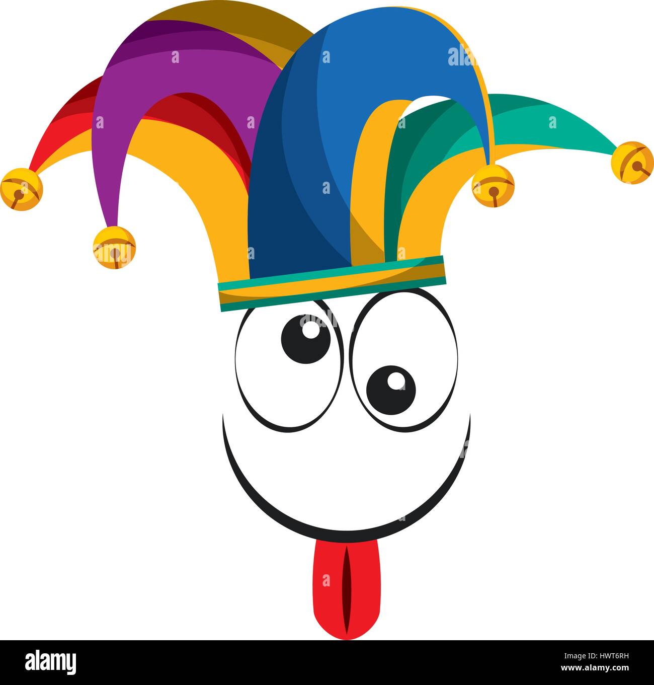 Crazy Gesicht mit Harlekin Hut isolierten Symbol Stock-Vektorgrafik - Alamy