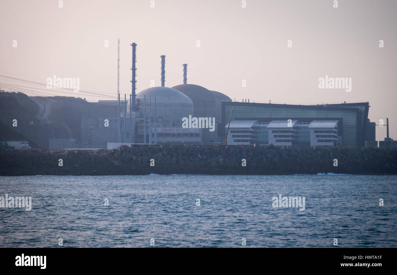 Flamanville Atomkraftwerk in Dielette, Frankreich. Stockfoto