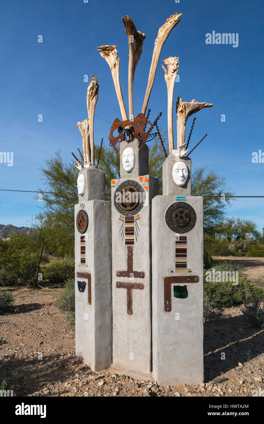 Kunstwerk Skulpturen in der Stadt Ajo, Arizona, USA. Stockfoto