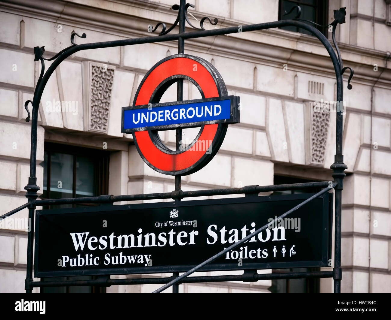 U-Bahnstation London Westminster. Stockfoto