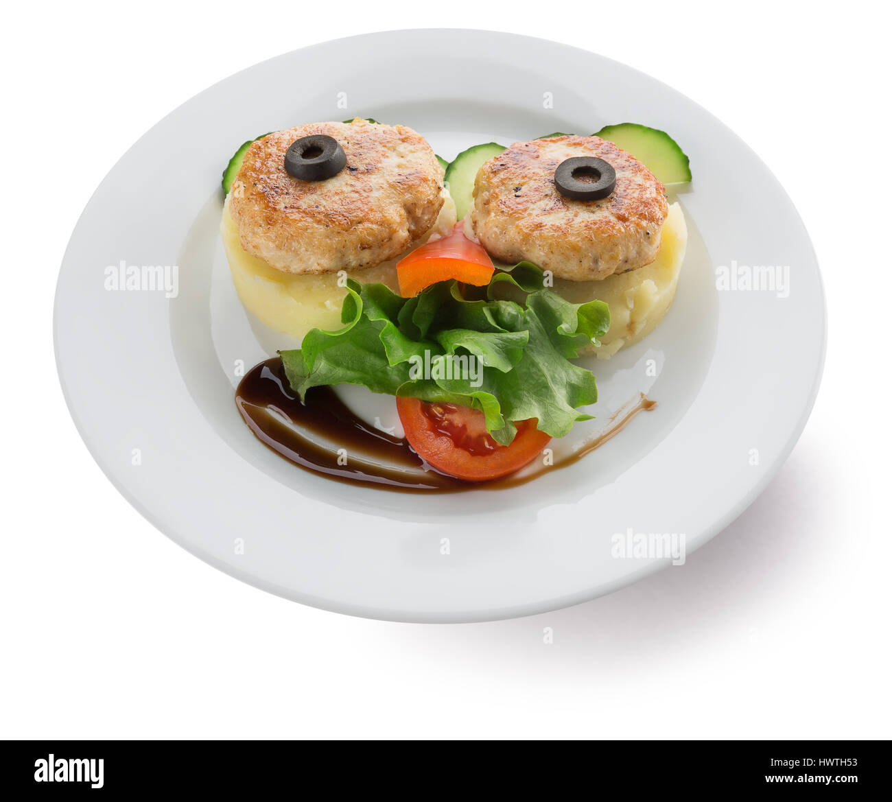 Schnitzel mit Gemüse in der Platte. Stockfoto