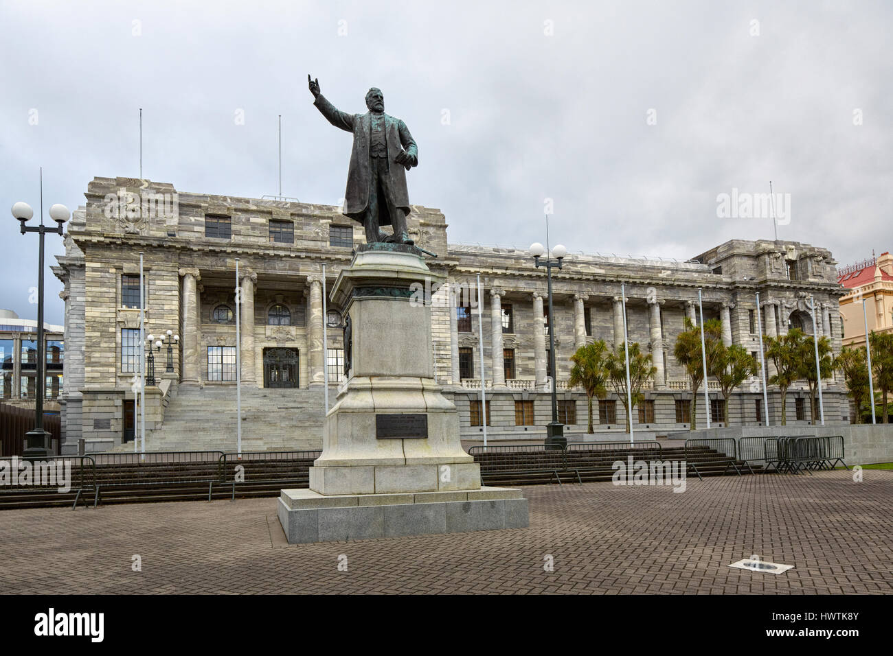 Richard John Seddon-Statue auf dem Parliament House, Wellington, Neuseeland Stockfoto