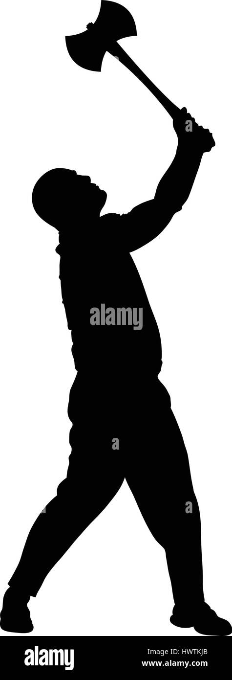 Eine Silhouette eines Mannes eine Axt zu schwingen. Stock Vektor Eine Silhouette eines Mannes eine Axt zu schwingen. Stock Vektor