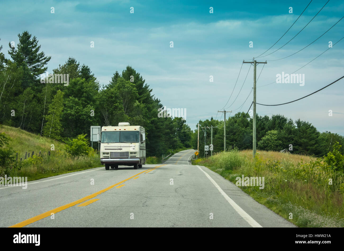 alten RV auf einem Roadtrip Stockfoto