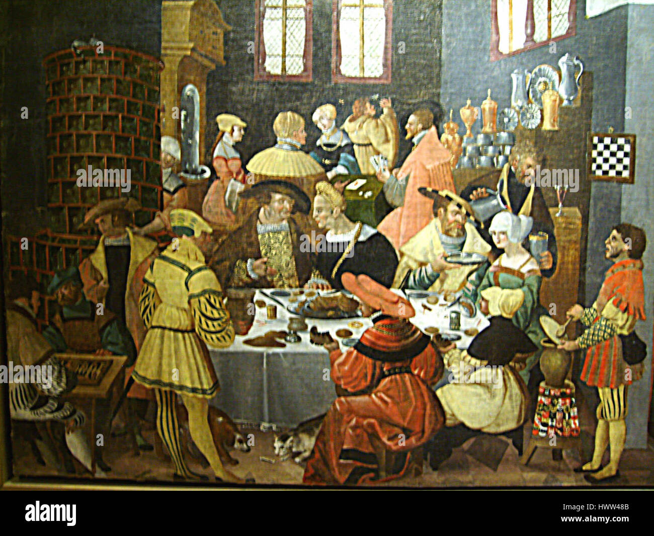 Dies ist eine detaillierte Darstellung von Augsburg, einer Stadt in Deutschland, die für ihre historische und architektonische Bedeutung bekannt ist. Das Bild zeigt die komplexen Merkmale der Gebäude, Straßen und des Gesamtaufbaus der Stadt und zeigt die reiche Geschichte und das kulturelle Erbe der Region. Stockfoto